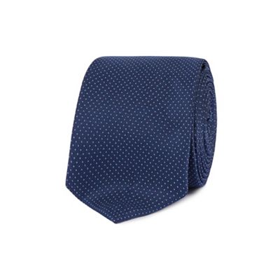 Blue pin dot slim tie